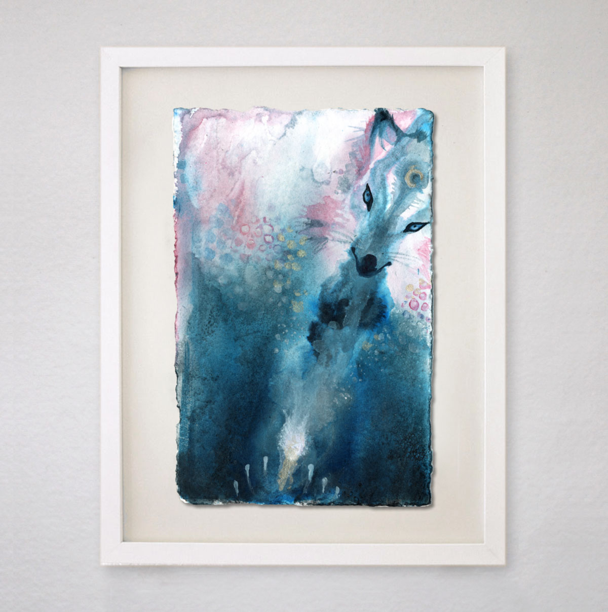 Wolf Circle Watercolor Painting