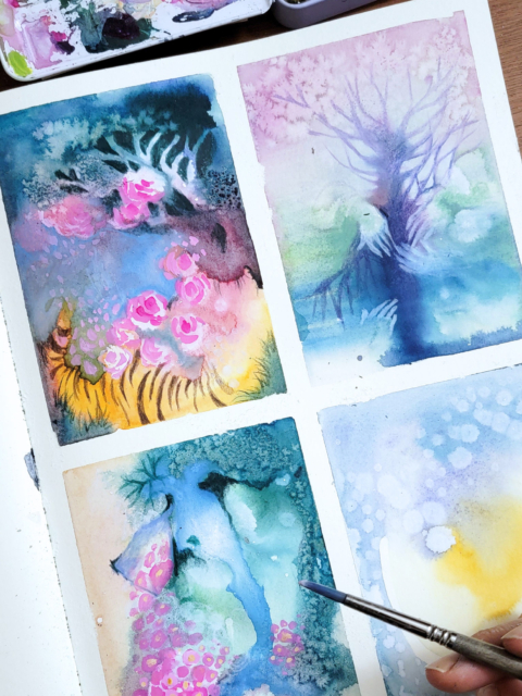Inner Child Mood Sketchbook Paintings in Watercolor by Amy T. Won